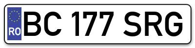 Placuta inmatriculare numar auto  BC-177-SRG, BC 177 SRG, BC177SRG