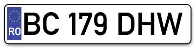 Placuta inmatriculare numar auto  BC-179-DHW, BC 179 DHW, BC179DHW