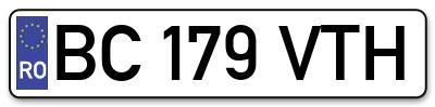 Placuta inmatriculare numar auto  BC-179-VTH, BC 179 VTH, BC179VTH