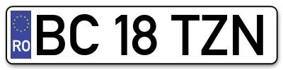 Placuta inmatriculare numar auto  BC-18-TZN, BC 18 TZN, BC18TZN