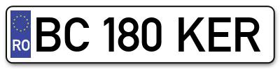 Placuta inmatriculare numar auto  BC-180-KER, BC 180 KER, BC180KER