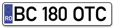 Placuta inmatriculare numar auto  BC-180-OTC, BC 180 OTC, BC180OTC