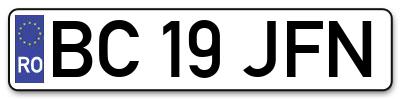 Placuta inmatriculare numar auto  BC-19-JFN, BC 19 JFN, BC19JFN