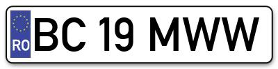 Placuta inmatriculare numar auto  BC-19-MWW, BC 19 MWW, BC19MWW
