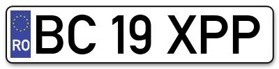 Placuta inmatriculare numar auto  BC-19-XPP, BC 19 XPP, BC19XPP