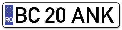Placuta inmatriculare numar auto  BC-20-ANK, BC 20 ANK, BC20ANK