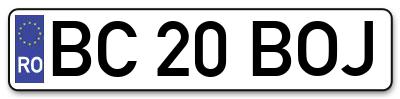 Placuta inmatriculare numar auto  BC-20-BOJ, BC 20 BOJ, BC20BOJ