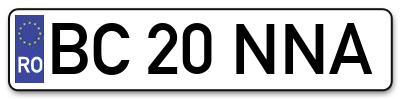 Placuta inmatriculare numar auto  BC-20-NNA, BC 20 NNA, BC20NNA