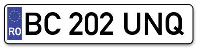 Placuta inmatriculare numar auto  BC-202-UNQ, BC 202 UNQ, BC202UNQ