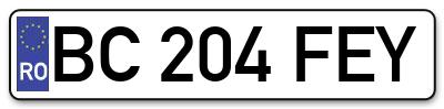 Placuta inmatriculare numar auto  BC-204-FEY, BC 204 FEY, BC204FEY