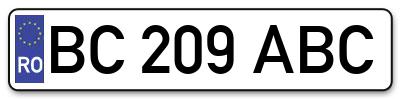 Placuta inmatriculare numar auto  BC-209-ABC, BC 209 ABC, BC209ABC