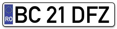 Placuta inmatriculare numar auto  BC-21-DFZ, BC 21 DFZ, BC21DFZ