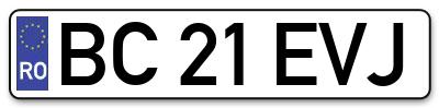 Placuta inmatriculare numar auto  BC-21-EVJ, BC 21 EVJ, BC21EVJ