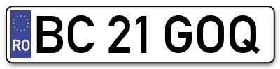 Placuta inmatriculare numar auto  BC-21-GOQ, BC 21 GOQ, BC21GOQ