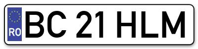 Placuta inmatriculare numar auto  BC-21-HLM, BC 21 HLM, BC21HLM