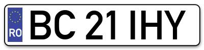 Placuta inmatriculare numar auto  BC-21-IHY, BC 21 IHY, BC21IHY