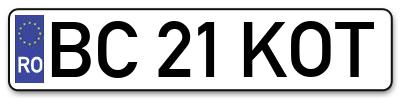 Placuta inmatriculare numar auto  BC-21-KOT, BC 21 KOT, BC21KOT