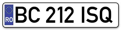 Placuta inmatriculare numar auto  BC-212-ISQ, BC 212 ISQ, BC212ISQ