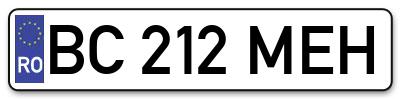 Placuta inmatriculare numar auto  BC-212-MEH, BC 212 MEH, BC212MEH