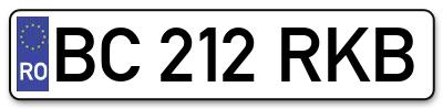 Placuta inmatriculare numar auto  BC-212-RKB, BC 212 RKB, BC212RKB