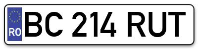 Placuta inmatriculare numar auto  BC-214-RUT, BC 214 RUT, BC214RUT