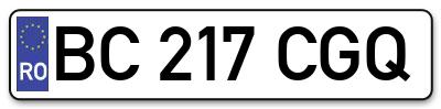 Placuta inmatriculare numar auto  BC-217-CGQ, BC 217 CGQ, BC217CGQ