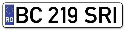 Placuta inmatriculare numar auto  BC-219-SRI, BC 219 SRI, BC219SRI