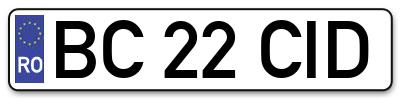 Placuta inmatriculare numar auto  BC-22-CID, BC 22 CID, BC22CID