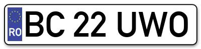 Placuta inmatriculare numar auto  BC-22-UWO, BC 22 UWO, BC22UWO