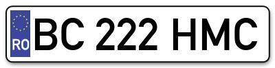 Placuta inmatriculare numar auto  BC-222-HMC, BC 222 HMC, BC222HMC