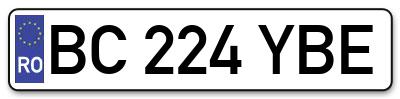 Placuta inmatriculare numar auto  BC-224-YBE, BC 224 YBE, BC224YBE