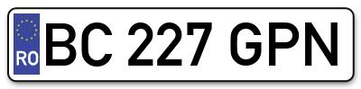 Placuta inmatriculare numar auto  BC-227-GPN, BC 227 GPN, BC227GPN