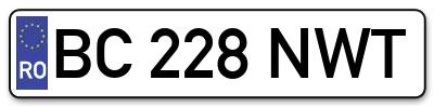 Placuta inmatriculare numar auto  BC-228-NWT, BC 228 NWT, BC228NWT