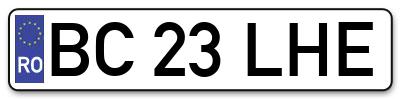 Placuta inmatriculare numar auto  BC-23-LHE, BC 23 LHE, BC23LHE