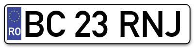 Placuta inmatriculare numar auto  BC-23-RNJ, BC 23 RNJ, BC23RNJ
