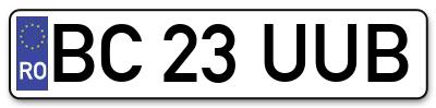 Placuta inmatriculare numar auto  BC-23-UUB, BC 23 UUB, BC23UUB