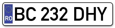 Placuta inmatriculare numar auto  BC-232-DHY, BC 232 DHY, BC232DHY