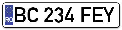 Placuta inmatriculare numar auto  BC-234-FEY, BC 234 FEY, BC234FEY