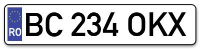 Placuta inmatriculare numar auto  BC-234-OKX, BC 234 OKX, BC234OKX