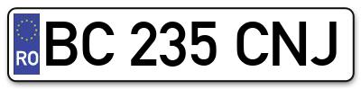Placuta inmatriculare numar auto  BC-235-CNJ, BC 235 CNJ, BC235CNJ