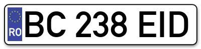 Placuta inmatriculare numar auto  BC-238-EID, BC 238 EID, BC238EID