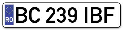 Placuta inmatriculare numar auto  BC-239-IBF, BC 239 IBF, BC239IBF