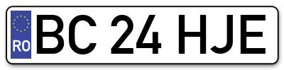 Placuta inmatriculare numar auto  BC-24-HJE, BC 24 HJE, BC24HJE