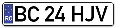Placuta inmatriculare numar auto  BC-24-HJV, BC 24 HJV, BC24HJV