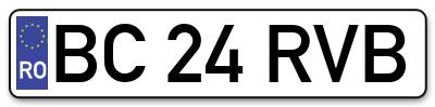 Placuta inmatriculare numar auto  BC-24-RVB, BC 24 RVB, BC24RVB