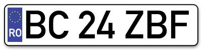 Placuta inmatriculare numar auto  BC-24-ZBF, BC 24 ZBF, BC24ZBF