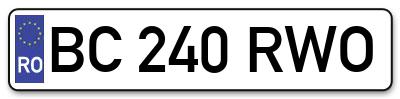 Placuta inmatriculare numar auto  BC-240-RWO, BC 240 RWO, BC240RWO