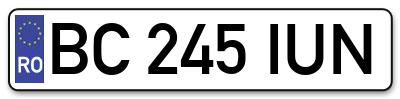 Placuta inmatriculare numar auto  BC-245-IUN, BC 245 IUN, BC245IUN