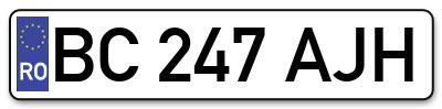 Placuta inmatriculare numar auto  BC-247-AJH, BC 247 AJH, BC247AJH
