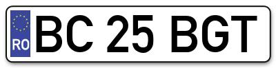 Placuta inmatriculare numar auto  BC-25-BGT, BC 25 BGT, BC25BGT